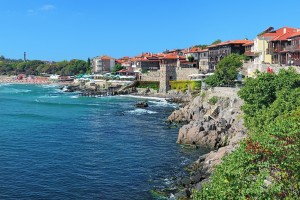 View of Old Town of Sozopol with Southern Fortress Wall and Tower, Bulgaria